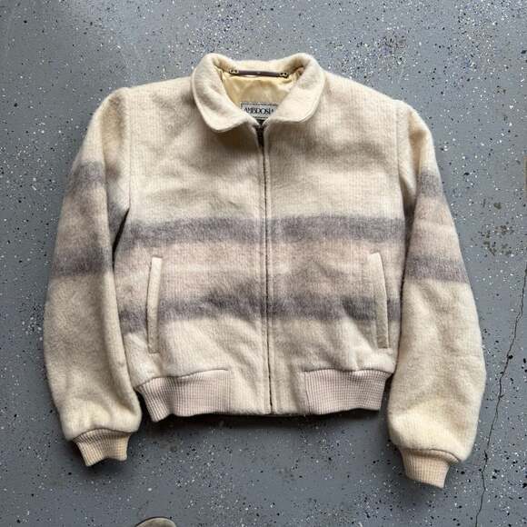 Ambrosia Other - 1970s Ambrosia Vintage Wool Striped Full Zip Bomber Jacket